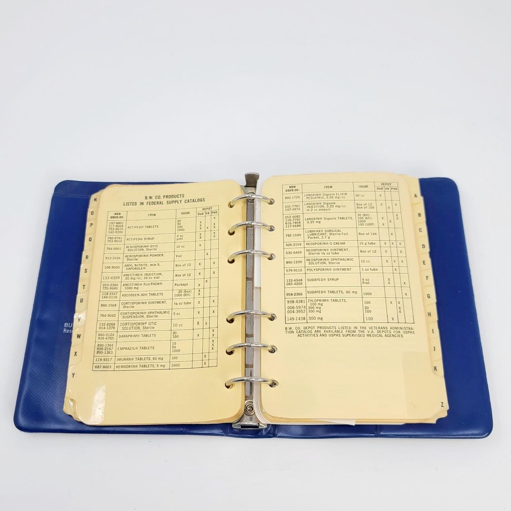 Burroughs Wellcome Co Medical Reference Binder 1977 Blue‎ Vinyl 5x6.5 inches